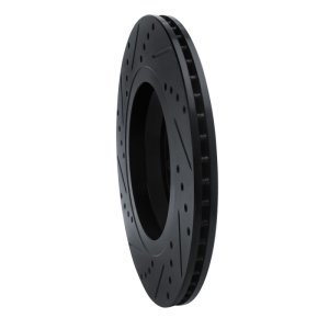 Audi RS Q3 Brake Rotor (1) - Rear Right - R1 Concepts - Drilled & Slotted - Black - `06-`25